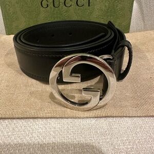 Gucci Blondie Black Leather Belt Sz 85 Womens